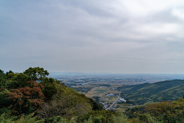 View of the Saga Plain from the mountainside.