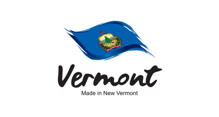 Made in Vermont USA new handwritten flag ribbon typography lettering logo label banner