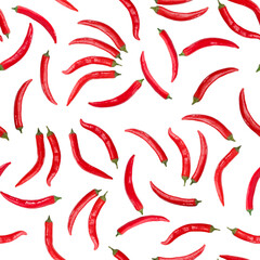 Seamless pattern on the isolated background. Spicy Mexican peppers on the isolated background.