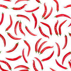 Obraz premium Seamless pattern on the isolated background. Spicy Mexican peppers on the isolated background.