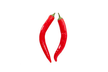Red hot peppers on the isolated background