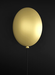 Złoty balon na czarnym tle - obrazy, fototapety, plakaty