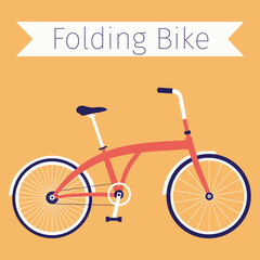 Flat illustration of folding bike. Bicycle design. Vector element.