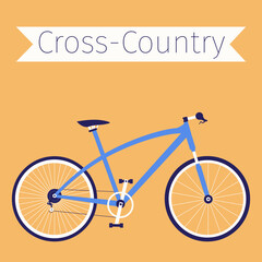 Flat illustration of cross-country bike. Bicycle design. Vector element.