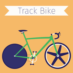 Flat illustration of track bike. Bicycle design. Vector element.