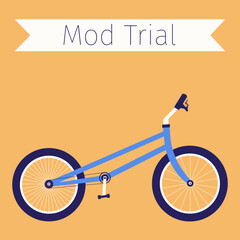 Flat illustration of mod trial bike. Bicycle design. Vector element.