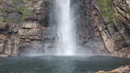 Fototapeta na wymiar Casca d'Anta waterfall in the middle of the Serra da Canastra, Minas Gerais, Brazil.