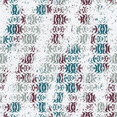 Seamless Vintage Pattern, White Bluıe Brown Geometric Elements, Grunge Background
