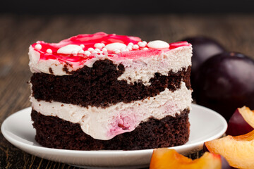 sweet layered red cake with cherry flavor