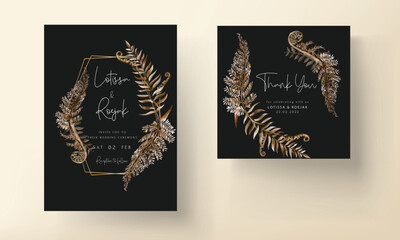 Hand drawn leaves wreath invitation card design