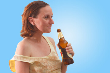 Woman drinks alcohol during pregnancy.