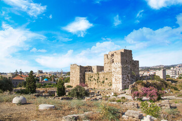 Fototapeta na wymiar Beautiful view of the Crusader Fort in Byblos (also known as Jubayl or Jebeil), Lebanon