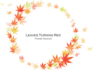 手描き、水彩、紅葉フレームデザイン