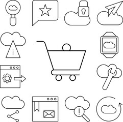 Shopping cart icon in a collection with other items