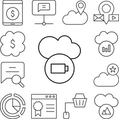 Cloud video camera icon in a collection with other items