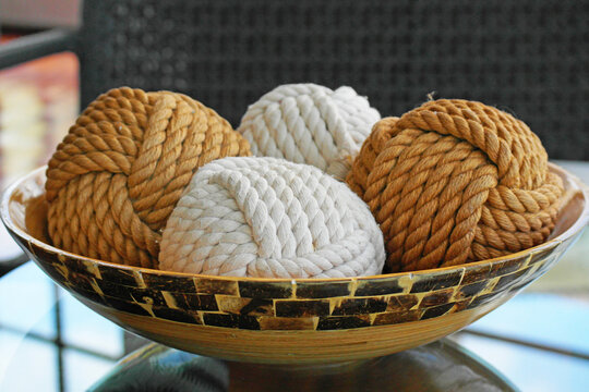 Decorative balls of wool in black and white and color