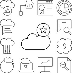 Cloud computing, star, SEO icon in a collection with other items