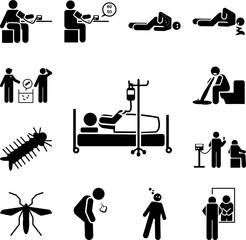 Bed, blood, hospital, patient, sick icon in a collection with other items