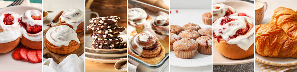 Collage of traditional desserts, closeup