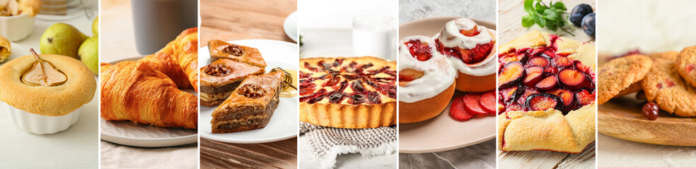 Collage of different desserts, closeup