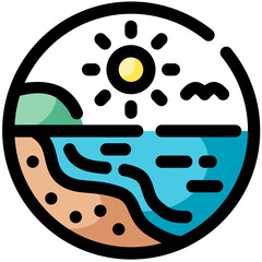 Beach Icon Filled Outline Style