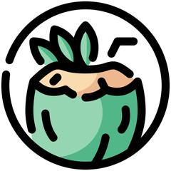 Coconut Icon Filled Outline Style