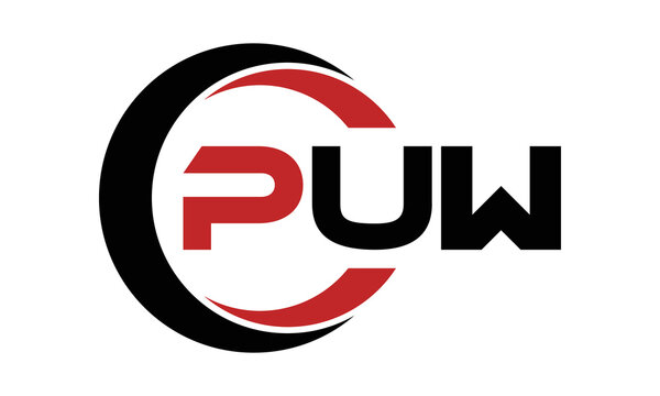 PUW swoosh three letter logo design vector template | monogram logo | abstract logo | wordmark logo | letter mark logo | business logo | brand logo | flat logo | minimalist logo | text | word | symbol