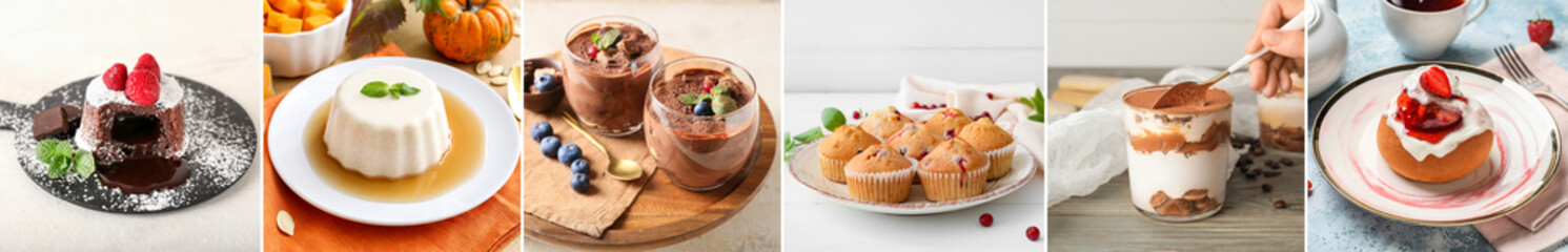 Group of traditional desserts on table