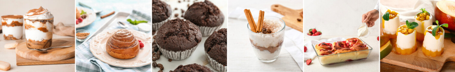 Group of homemade desserts on table