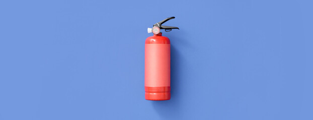 Fire extinguisher on blue background