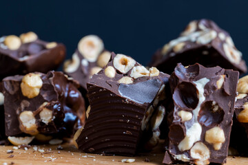 homemade chocolate with lots of hazelnuts
