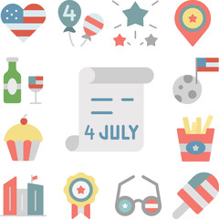 4th July document icon in a collection with other items