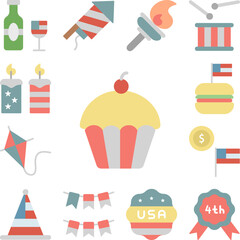 Food cake cherry icon in a collection with other items