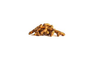 pile of turmeric isolated on a white background