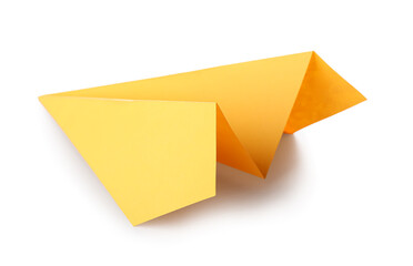 Yellow paper plane on white background