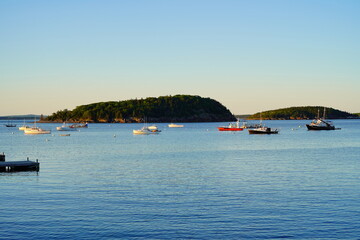Fototapeta premium The sun set landscape of Bar Harbor at Acadia National Park, Maine