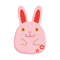 卯年　年賀状素材　うさぎの土人形【ピンク】