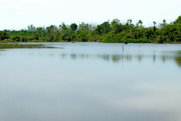 View of dam lake in Kampung Sepayang, Kuala Rompin, Pahang, Malaysia