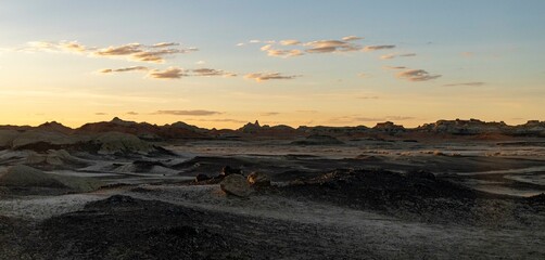 Bisti Badlands rock formation sunset