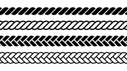 Rope brushes set. Rope seamless pattern vector illustration.