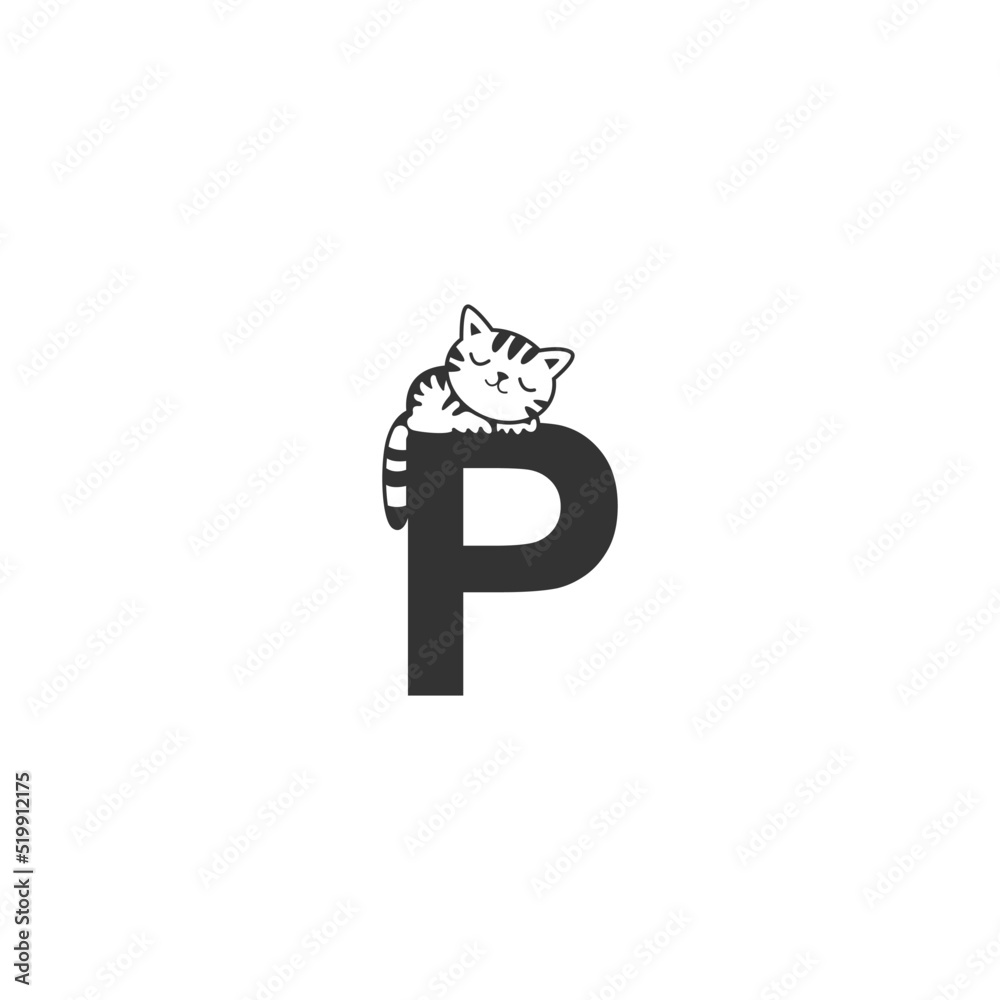 Canvas Prints sleeping cat icon on letter