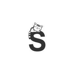 Sleeping cat icon on letter