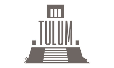 Letras de TULUM combinadas con una de las ruinas más turísticas del municipio o pueblo.