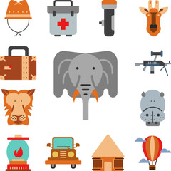 elephant, mammal, zoo icon in a collection with other items