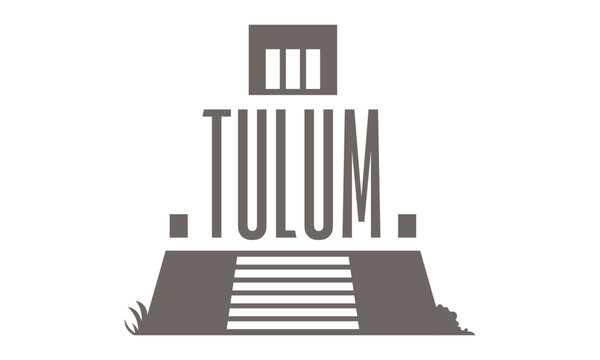 Letras de TULUM combinadas con una de las ruinas m&aacute;s tur&iacute;sticas del municipio o pueblo.