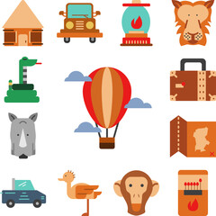 hot air balloon icon in a collection with other items