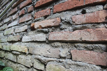 close-up of unpainted brick wall texture