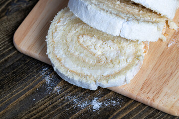 sliced dessert with cottage cheese cream