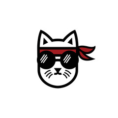 Obraz premium cat face with eye glasses logo icon vector template