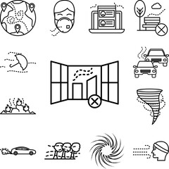 air pollution, open, window icon in a collection with other items